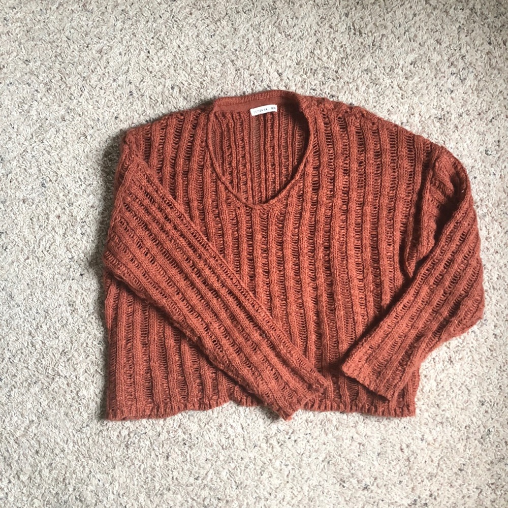 Cropped slouchy cotton on sweater
